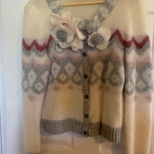 Anthropologie Sleeping on Snow “Double Time” cardigan size L